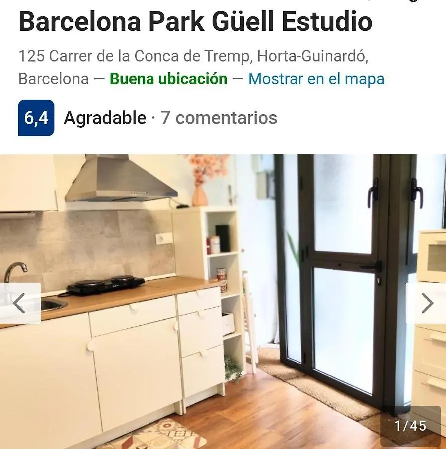 estudio monoambiente Parque Güell Apartamento Barcelona